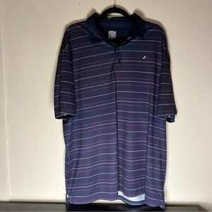 Callaway Men’s Navy Polo with Pink & Light Blue Stripes